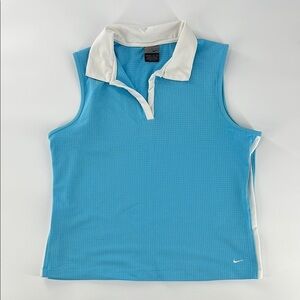 Nike drifit Blue Sleeveless Polo mesh Shirt athletic preppy tennis size medium